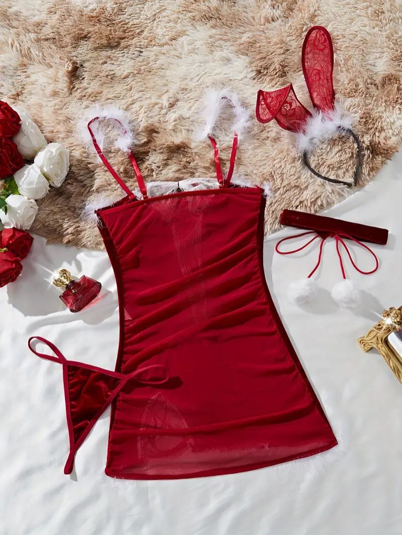 Irresistible Lingerie Set: Dress, Panties, Hairband & Tie
