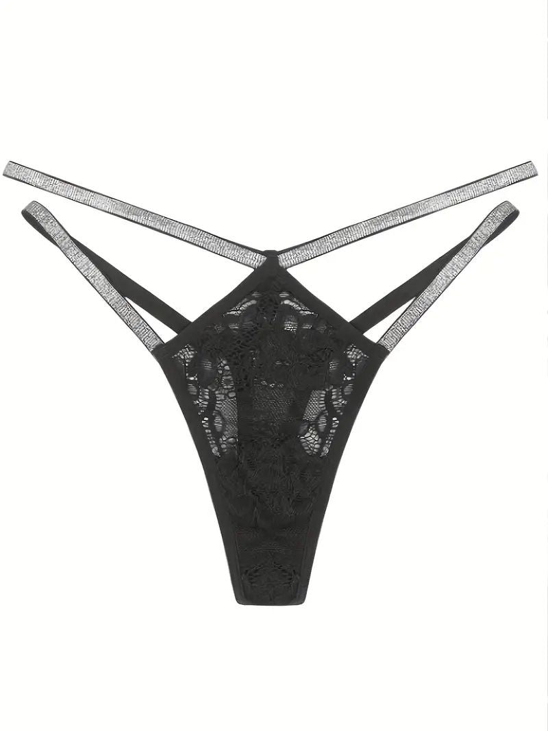 Sexy Floral Lace Thong with Shimmering Waistband – Women's Lingerie Essential
