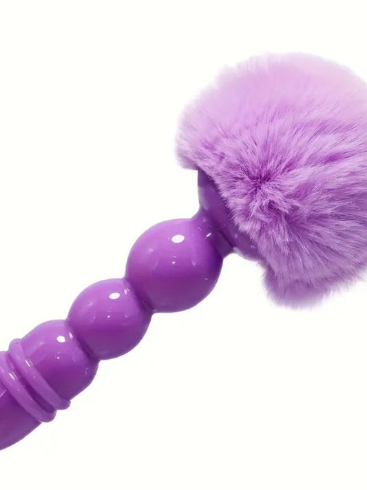 Fluffy Rabbit Tail Anal Plug with Mini Ball - Fun and Flirty Accessory