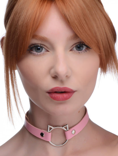 Pink Kitty Ring Choker