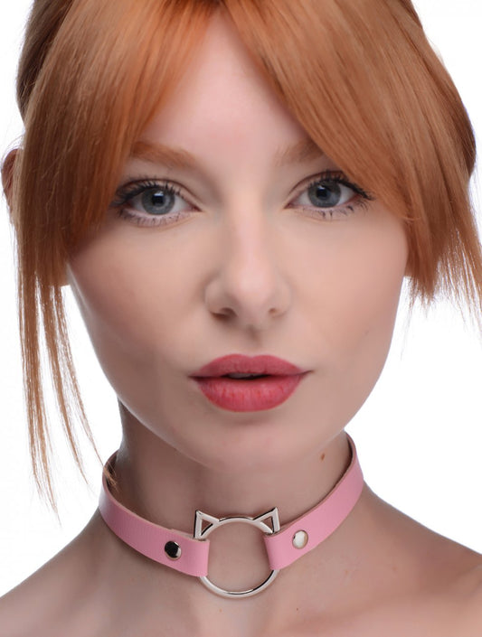 Pink Kitty Ring Choker