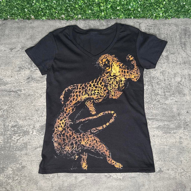 Twin Leopard Women's V-Neck Tee