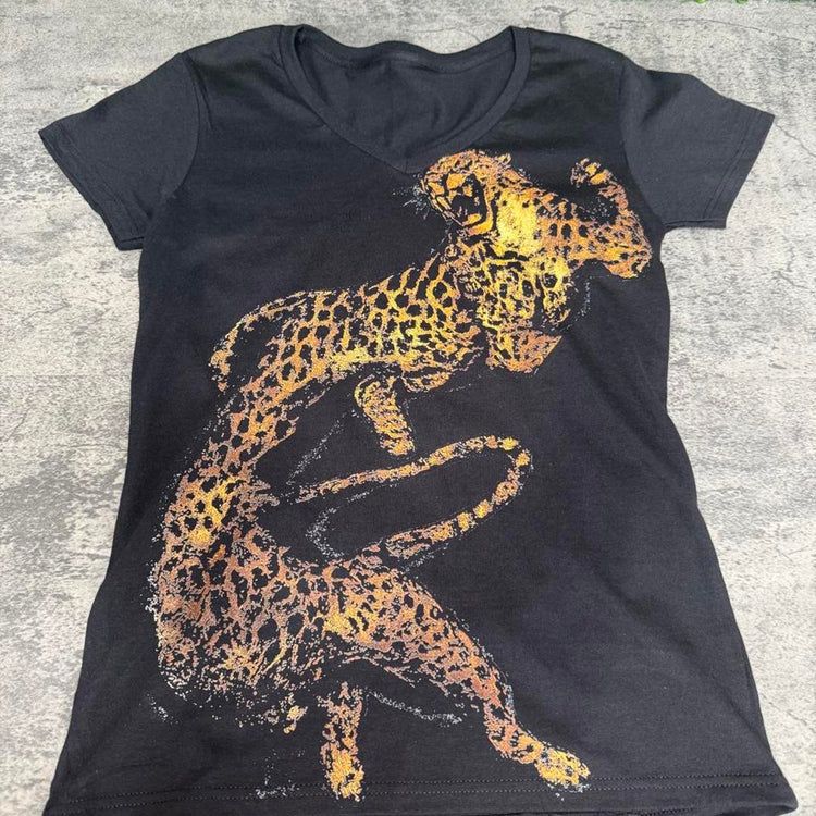 Twin Leopard Women's V-Neck Tee
