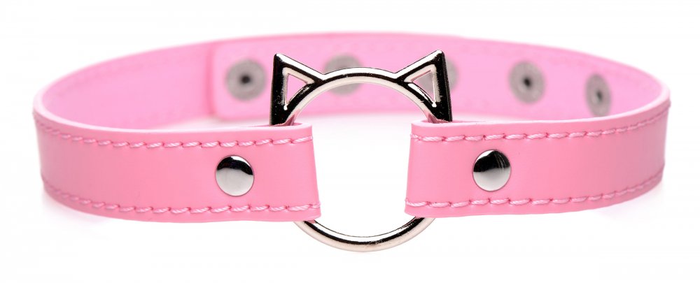 Pink Kitty Ring Choker
