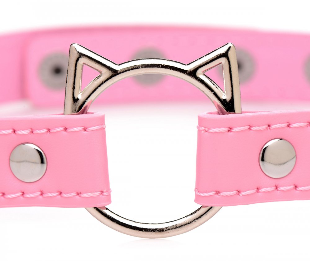 Pink Kitty Ring Choker