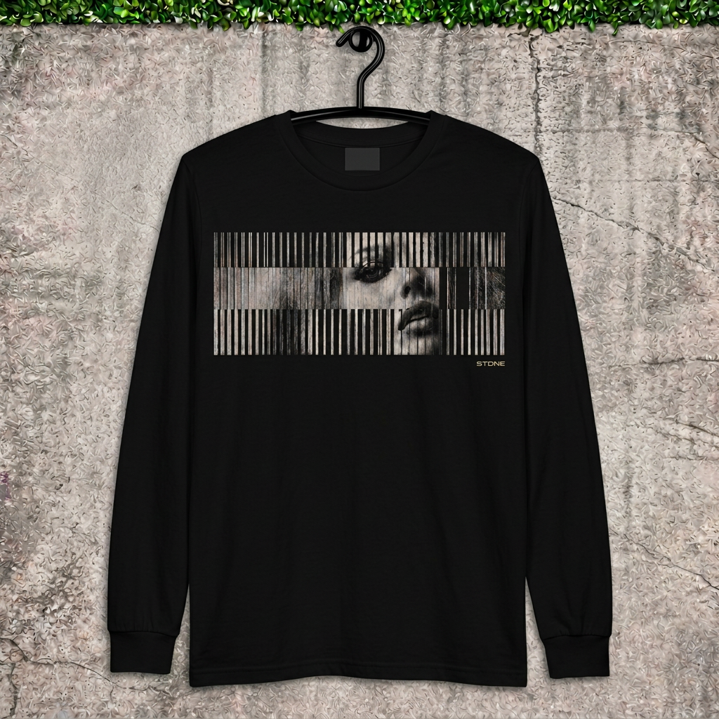STONE Barcode Face long sleeve on hanger