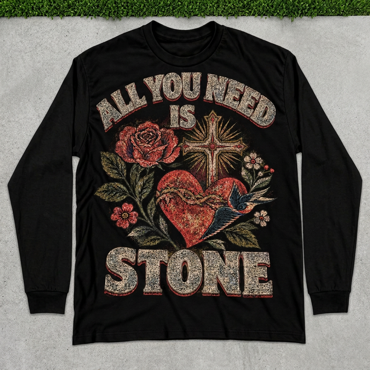 All You Need Is STONE Tattoo long sleeve flat lay