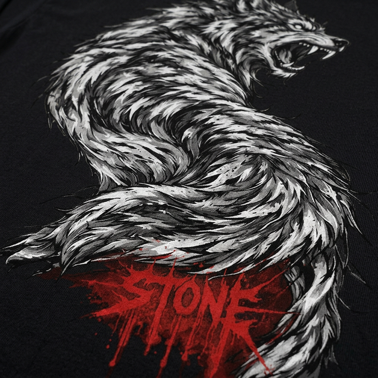 Close-up of the STONE wolf print