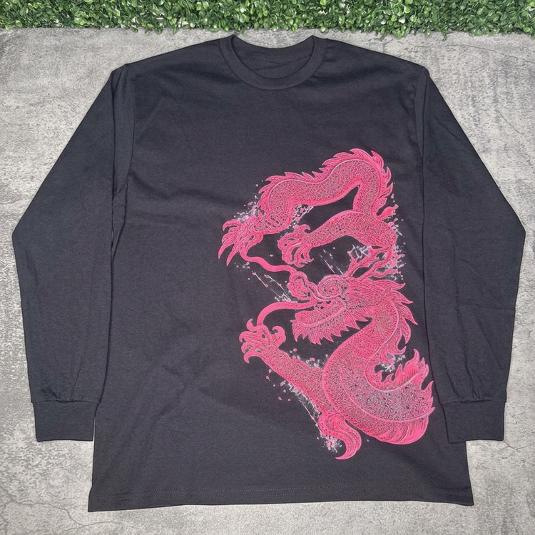 Pink Dragon long sleeve flat lay