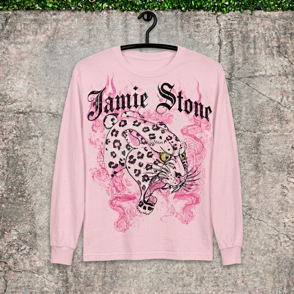 Jamie Stone Pink Leopard long sleeve on hanger