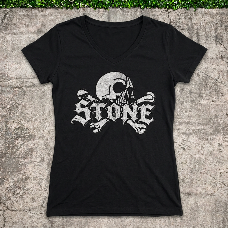 STONE Skull Women's V-Neck Tee