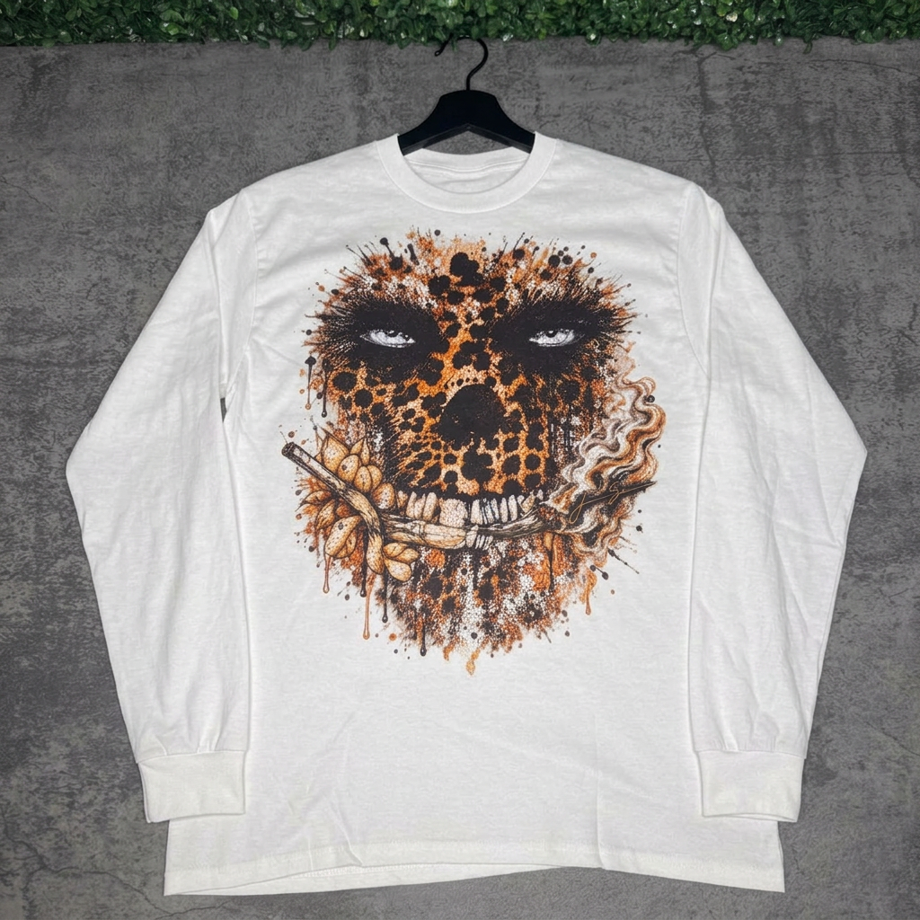 Leopard Skull White long sleeve hanger