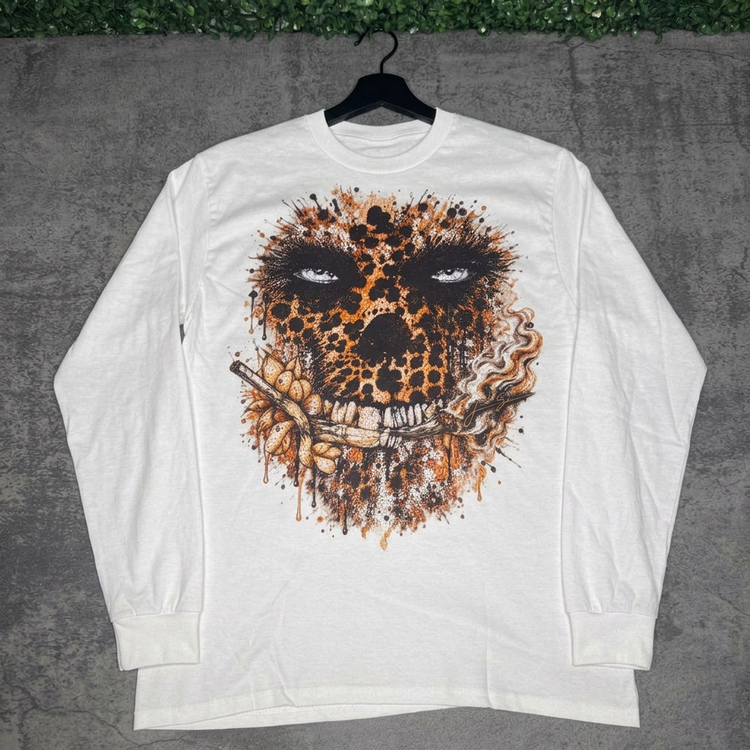 Leopard Skull White long sleeve hanger