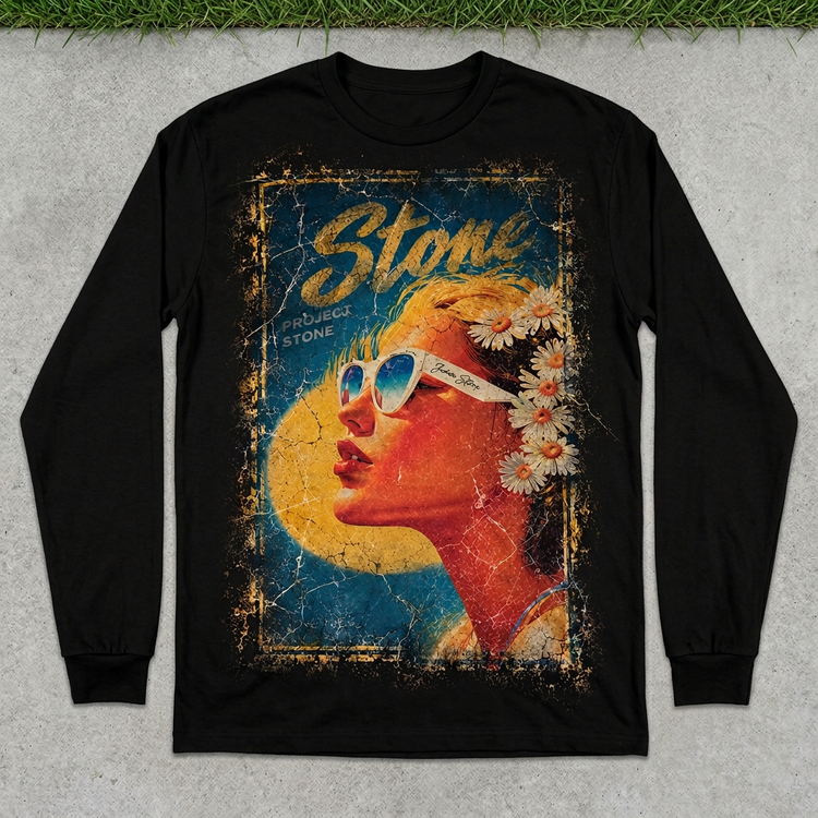 STONE Daisy Sunglasses Portrait long sleeve flat lay