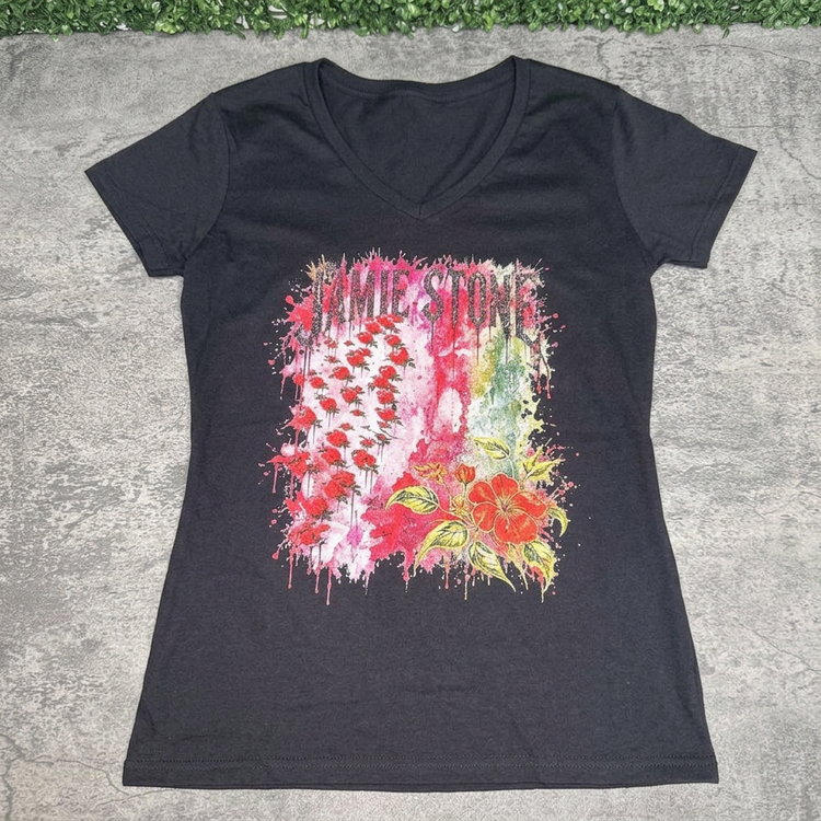Jamie Stone Floral Women's V-Neck Tee