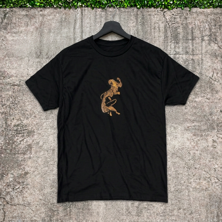 AI-generated hanging mockup of the Twin Cheetah Tee