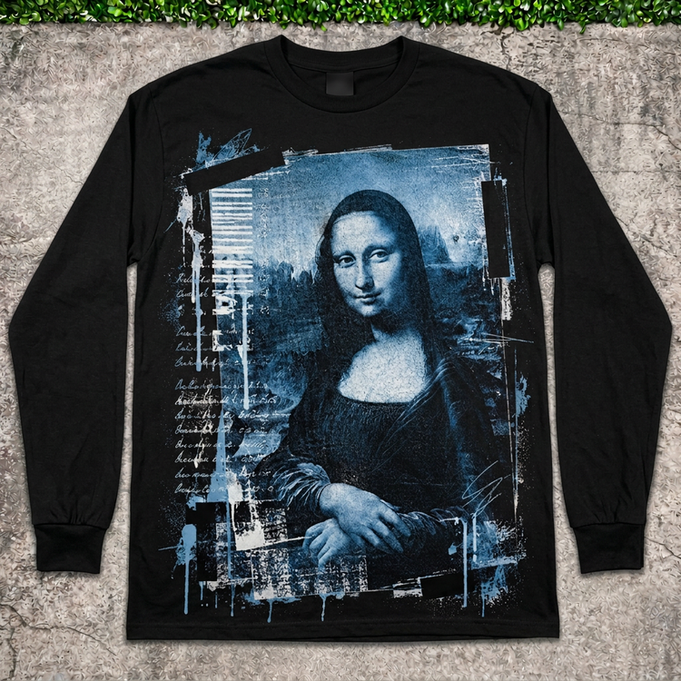 Blue Mona Lisa long sleeve flat lay