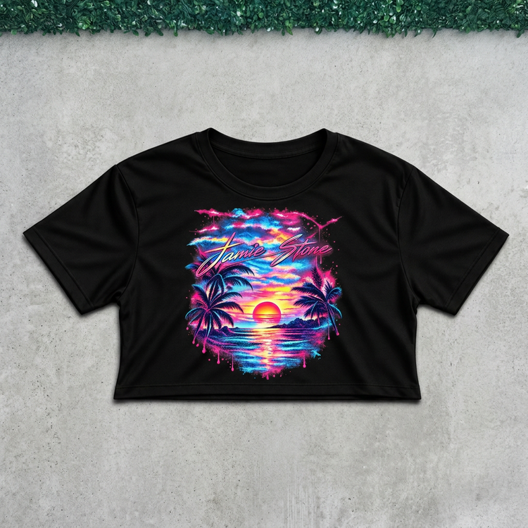 Jamie Stone sunset crop flat lay on concrete with grass above