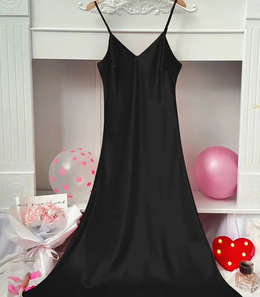 Luxurious Solid Satin Slip Nightdress