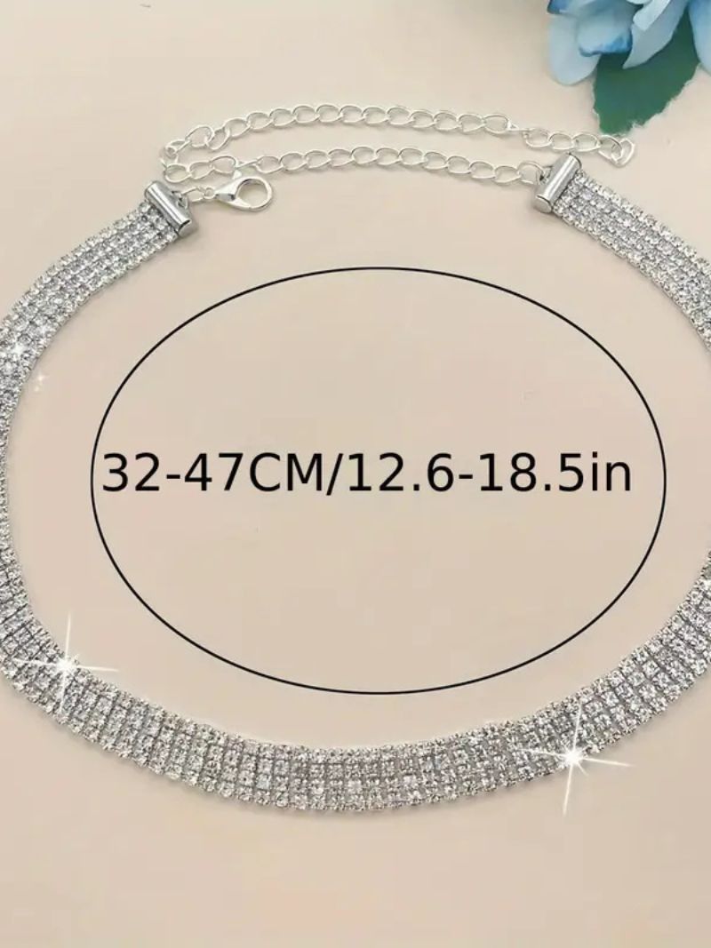 Elegant Rhinestone Choker Necklace - Silvery-Plated Sophistication