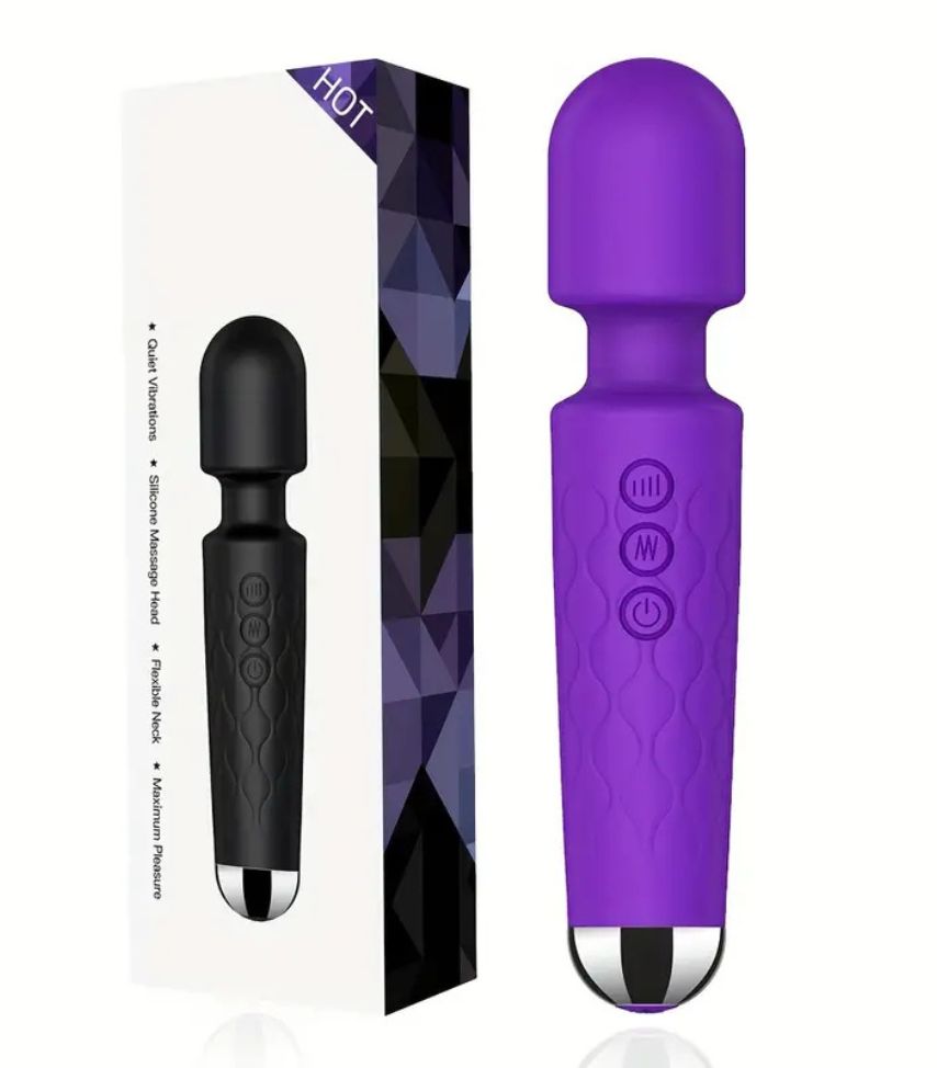 Rechargeable 20-Frequency Black AV Stick Vibrator for Women