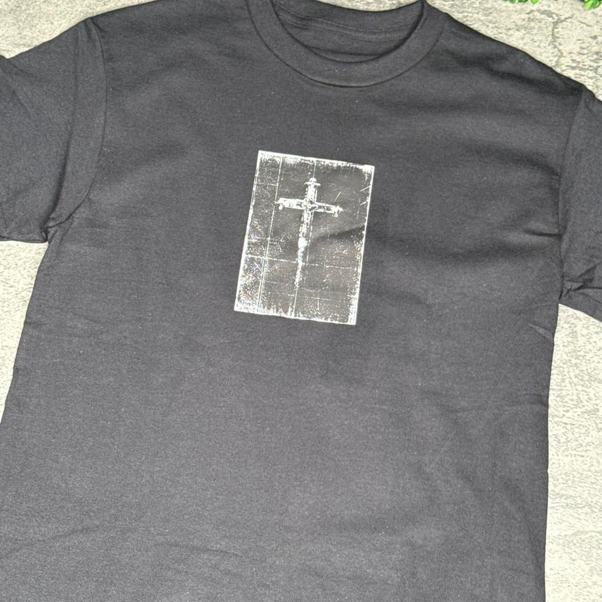 Distressed Cross Small Print Tee