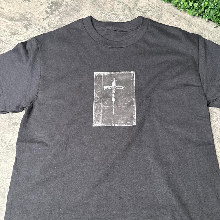Distressed Cross Small Print Tee