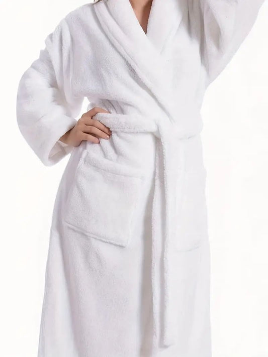 Men’s Classic Flannel Bathrobe with Lapel Collar